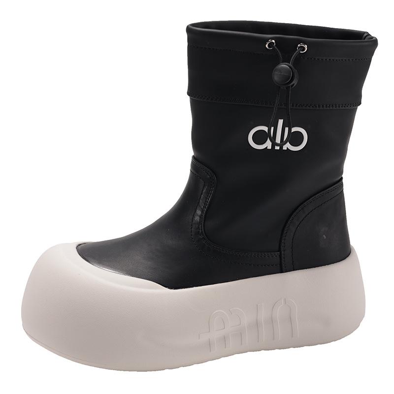 Thick-soled Heightening Micro-elastic Short Tube Thin Boots Women's 2025 Autumn New Ins Wind Short Boots Muffin Bottom Women's Boots