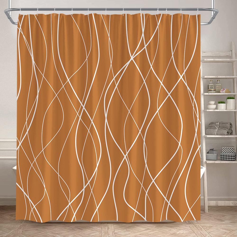 Black Striped Shower Curtains Modern Minimalism Lines Art Polyester Fabric Bathroom Bathtub Decor Bath Curtain Set With Hooks