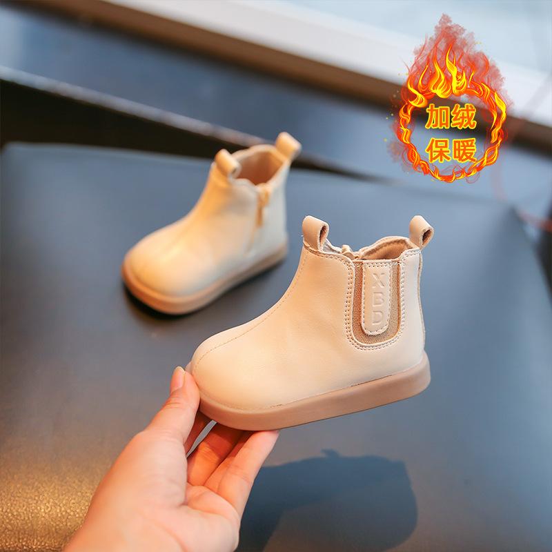 

Осенне-зимние высокие ботинки на мягкой подошве, нескользящие, однотонные, универсальные, в иностранном стиле, ботинки Мартин для девочек 1-2-3 лет, обувь для малышей 15