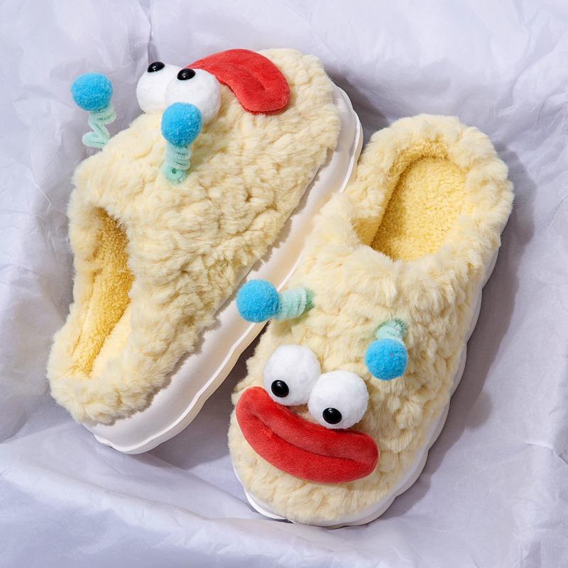 Funny Cotton Slippers Female Student Dormitory Winter Indoor Living Cute Cartoon Outside Wearing Couple Household Cotton Slippers Men