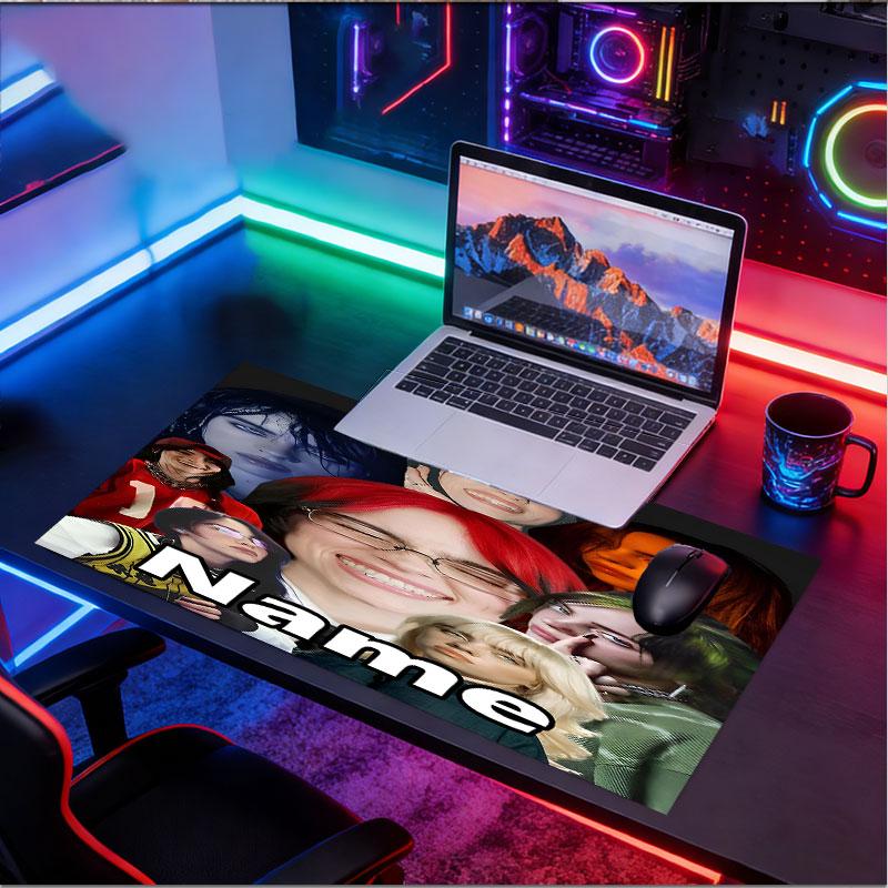 Custom Name Personalized Billie Eilish Pattern Mousepad, Laptop PC Desk Mat, Decorative Desk Mat for Home Keyboard Pad Gift