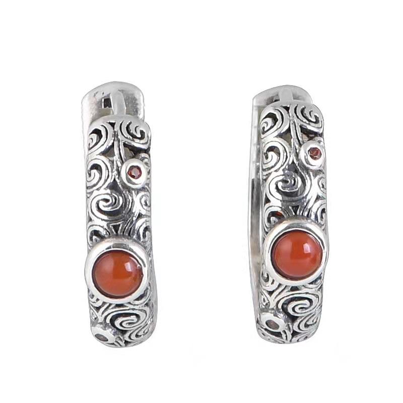 Ethnic Style Retro Pattern Inlaid Women's Ring Guochao Niche Design Nepalese Tibetan Jewelry