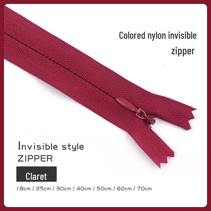 Fermeture éclair invisible colorée pour jupes, pantalons et chemises (18-70CM)