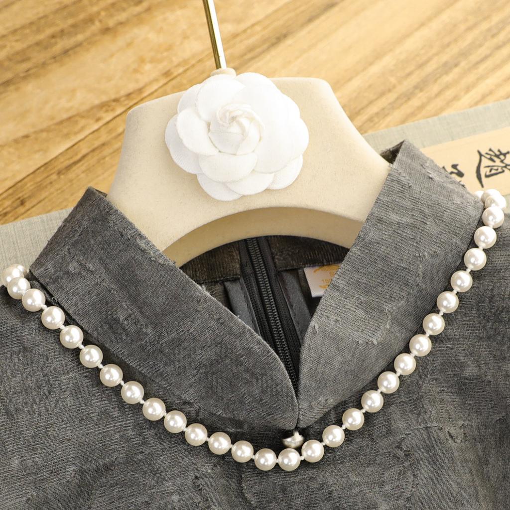 Pretty Niang Fish Grey Retro New Chinese Improved Sleeveless Cheongsam Women's 1011 Spring New Daily Wear Old Shanghai