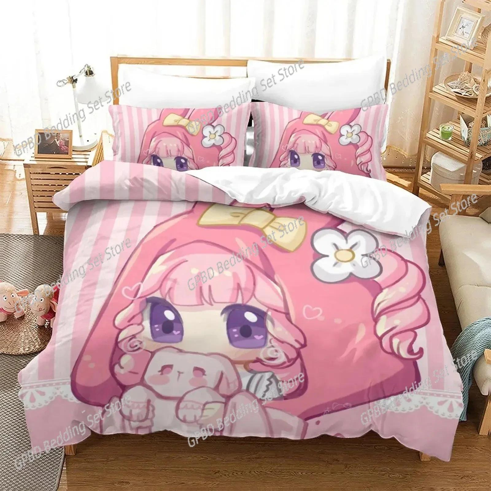 

Comforter Anime Aesthetic Girl Art Strawberry Bedding Set 3D Printed Suitable For Bedroom Home Textile Comforter (quilt)-EU Single(135*200cm)3pcs