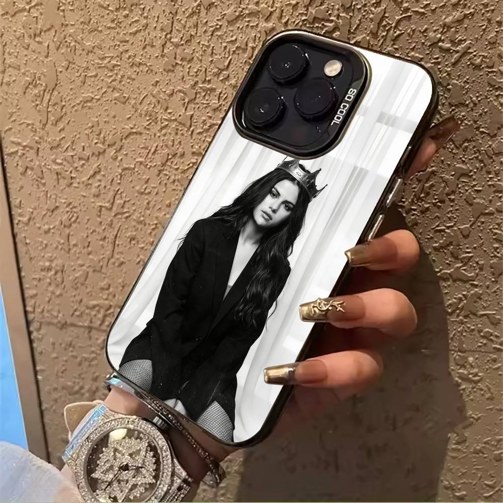 S-G-Selena- Gomez For iPhone 17 16 15 14 13 12 11 Pro Max XS 17 Air Silicone Colored Silver Bumper Cover