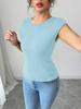 European-American Fashion Women's Solid Color Slim Fit Round Neck Short Sleeve Bodycon T-shirt