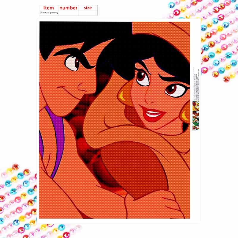 Disney Diamond Painting Kit Aladdin Princess Jasmine Hand Embroidery 5D DIY Diamond Art Home Decor Creative Handicrafts Room Decoration