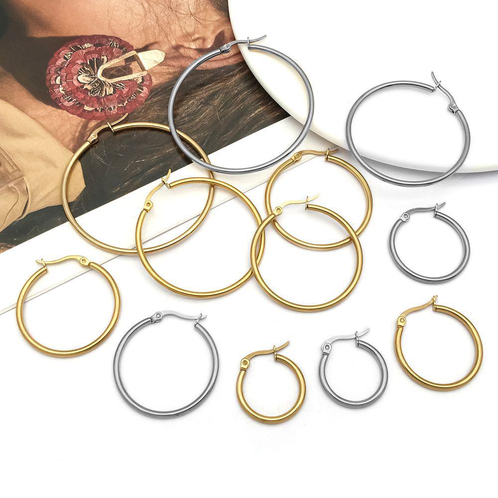 Stainless Steel Vacuum-Plated Large Round Circle Earring Pendant Charm