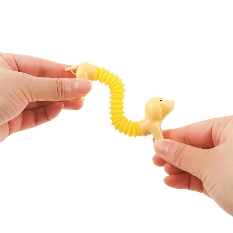 Cute 6/12PCS Stretchable Dog Toy Telescopic Spring Animals Sensory Stress Relief Durable Squeeze Interactive Pet Puzzle Toy
