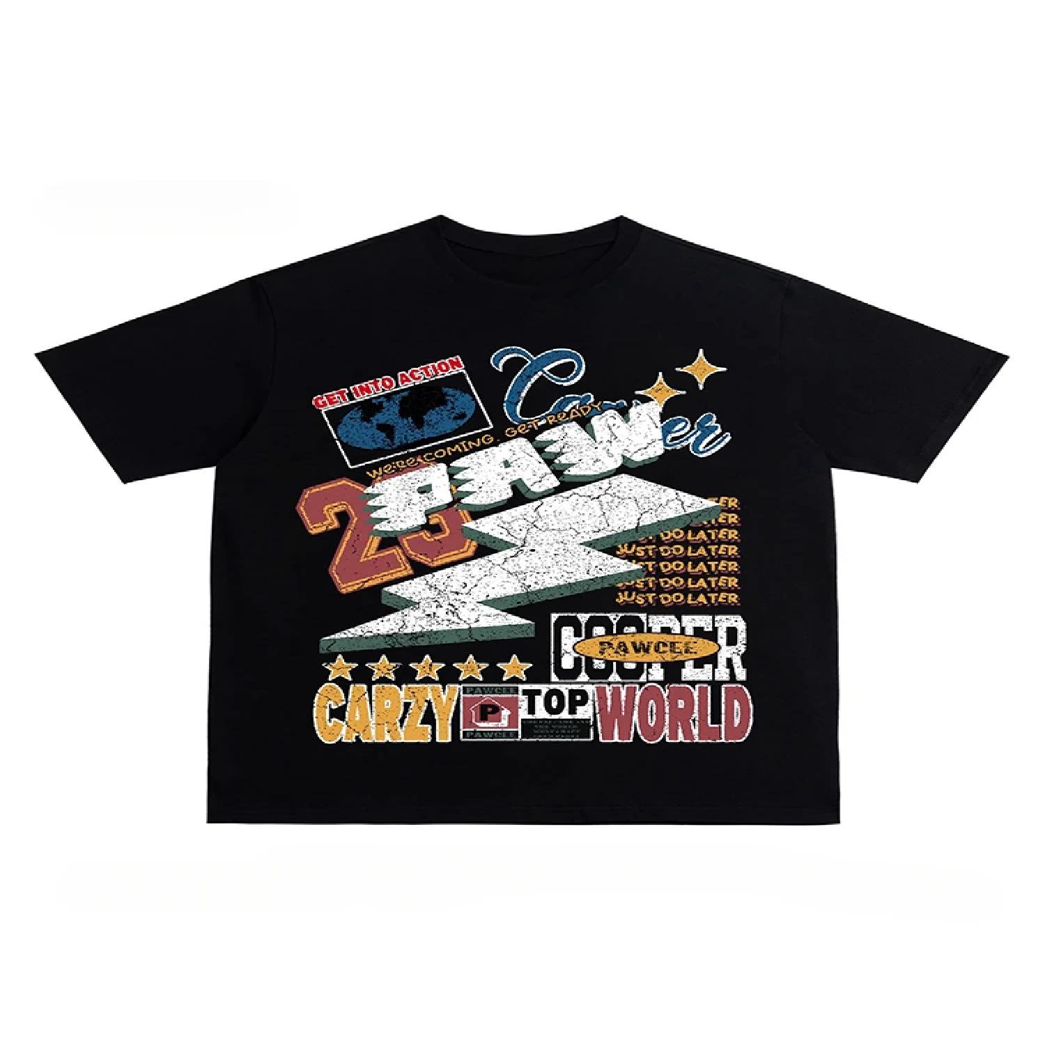 2025 Summer Men s and Women s Trend Retro Street Lightning Edition Printed Cotton High-quality Short-sleeved T-shirt S