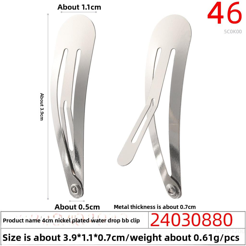 Nickel-plated Metal Water Drop BB Hair Clip AccessorySquare Hair Clip Material