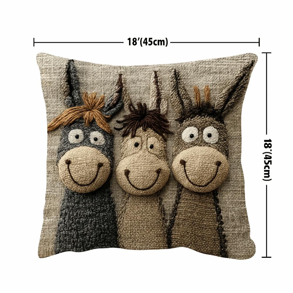 Funny Design 45cm Throw Pillow Covers 2D Print Material Pillow Case Washable Cartoon Donkey Donkey Pillowcase Home Decorative
