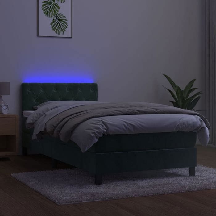 Maison Exclusive - Sommier à lattes de lit avec matelas et LED Vert foncé 80x200cm