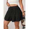 Spring Women's Casual Elegant Solid Color A-Line Short Skirt Ladies Ruffled Hem Elastic Waistband A-Line Skirt
