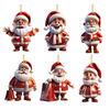 Santa Claus Decoration 2D Acrylic Hanging Ornament Cartoon Santa Christmas Tree Decoration for Mantel Wall Window Decor
