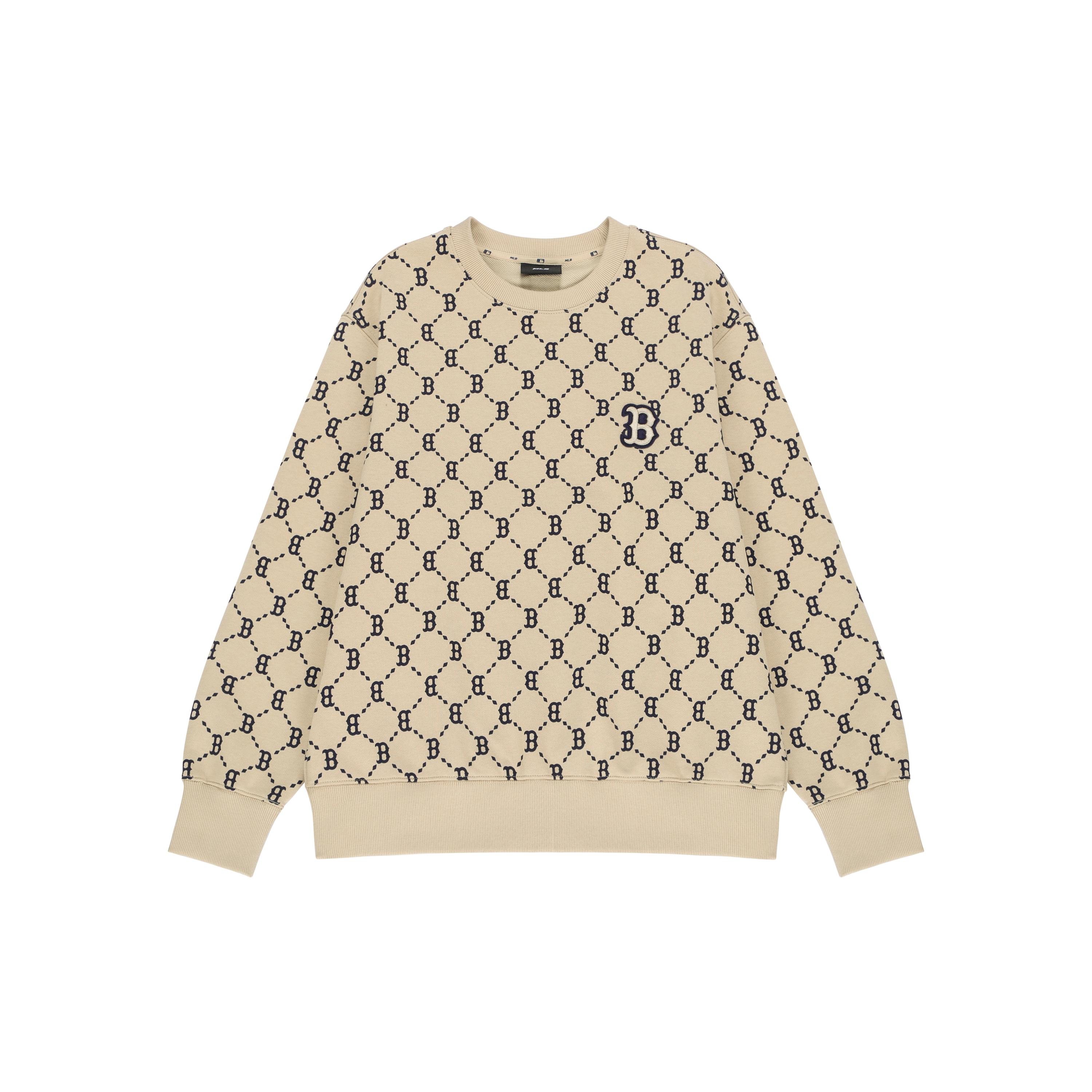 MLB Base Logo Sweatshirts Unisex Beige Crew Neck Moderate Other 3AMTM0421-43BGS S