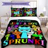 3pcs Custom Name Game Sprunki Bedding Set Duvet Cover Closure Includes 1 Duvet Cover & 2 Pillowcases for All Seasons Bedroom Decor