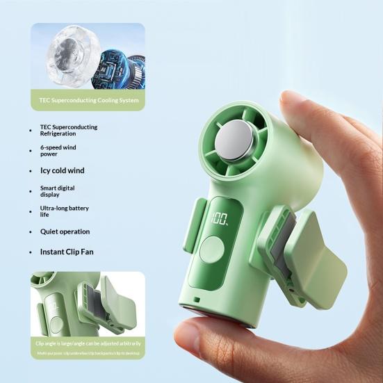 Mini Portable Clip-on 6 Speed with Detachable Fan LED Display Cooling Fan Clip