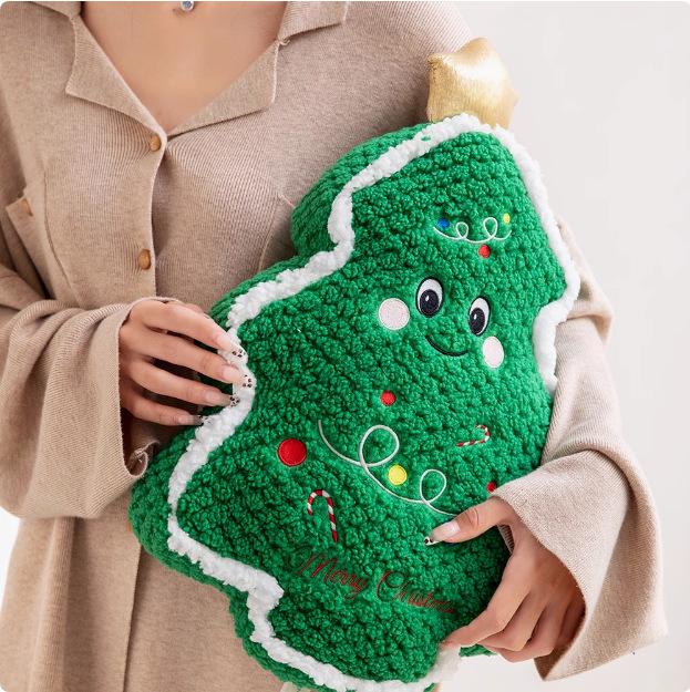Christmas Elk Snowman Snow House Christmas Tree Plush Toy Gift Doll Sofa Pillow Cushion 55x33cm
