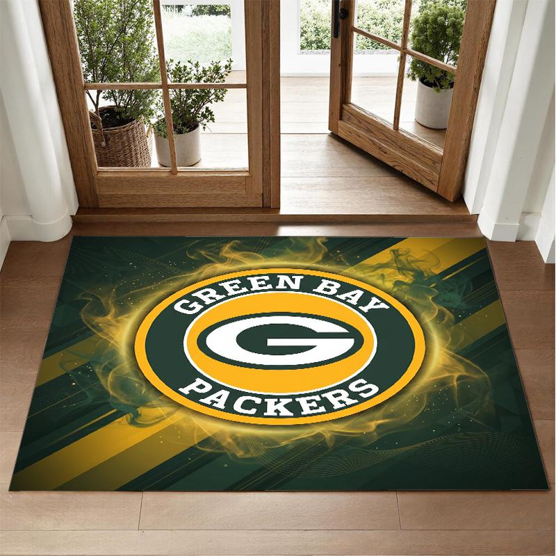 Green Bay Packers Design Crystal Velvet Rug Soft Decorative Mat for Bedroom Entrance