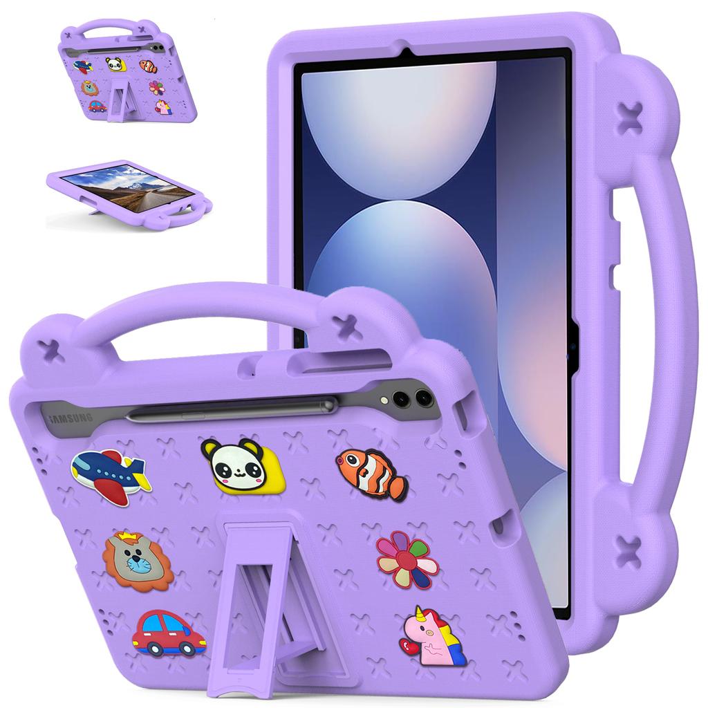 For Samsung Galaxy Tab S10+/S9+/S9 FE+ Case Kids Cartoon Patterns Hand Grip Kickstand Tablet EVA Cover