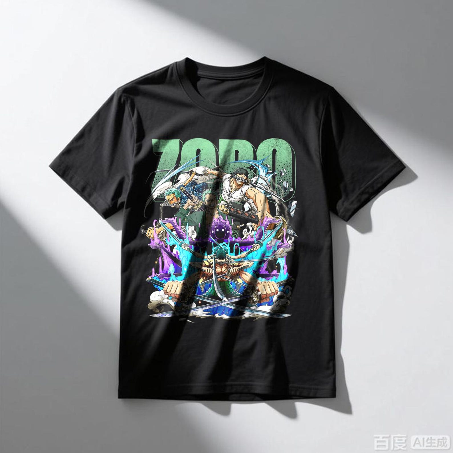 Roronoa Zoro One Piece Anime T-Shirt, Vintage Streetwear Manga Tee S