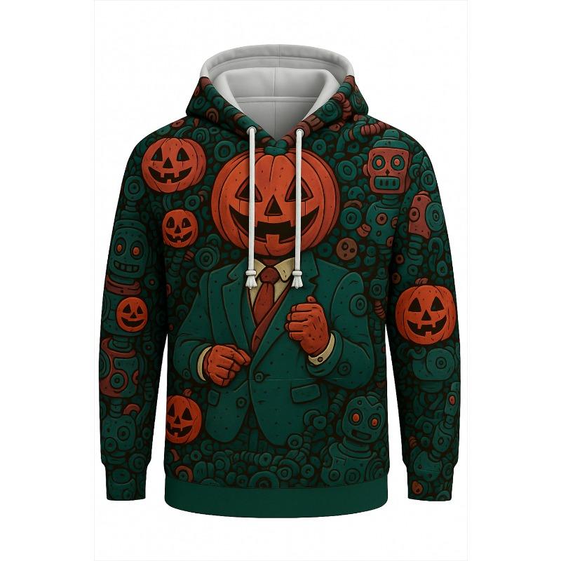 New in Hoodies & Sweatshirts Men Hoodie Print Halloween Pumpkin Man Style Pattern Design Innovative Casual Wear Y2k Hoodies