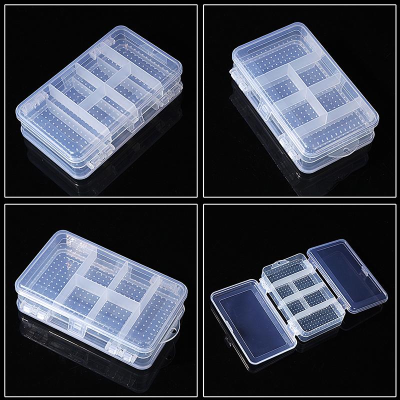 Double-Layer 10 Grids Nail Art Organizer Box Storage Tool Rectangle Plastic Storage Box Beads Clips Container Manicure Salon