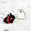 Adorable Rabbit Couple Brooch - Cartoon Fun, Drip Oil Alloy Pin from The Untamed