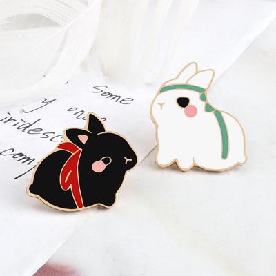 Adorable Rabbit Couple Brooch - Cartoon Fun, Drip Oil Alloy Pin from The Untamed