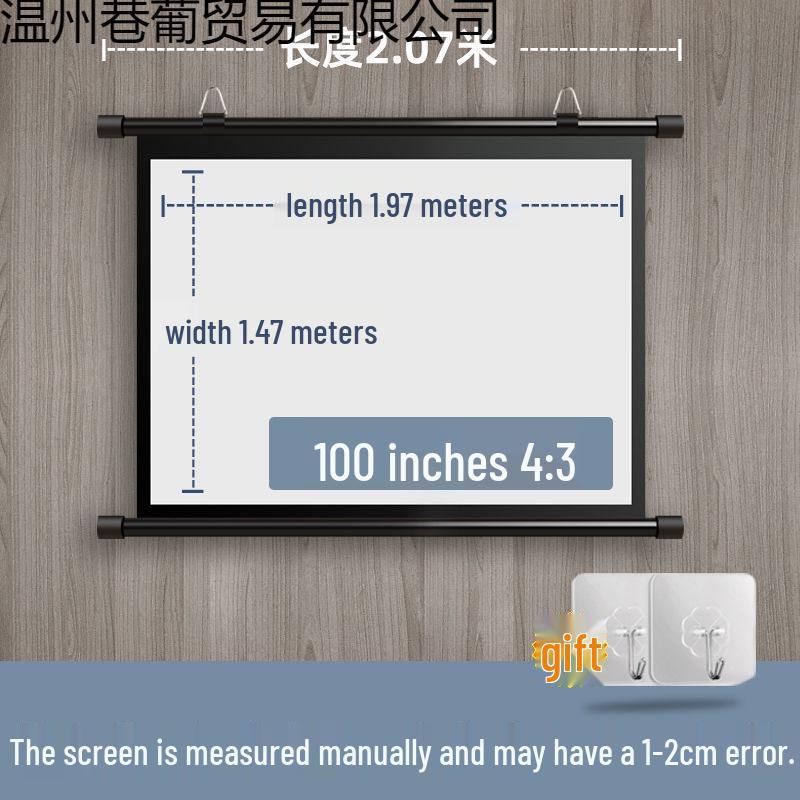 100-Inch Portable Floor-Standing Projector Screen with Stand