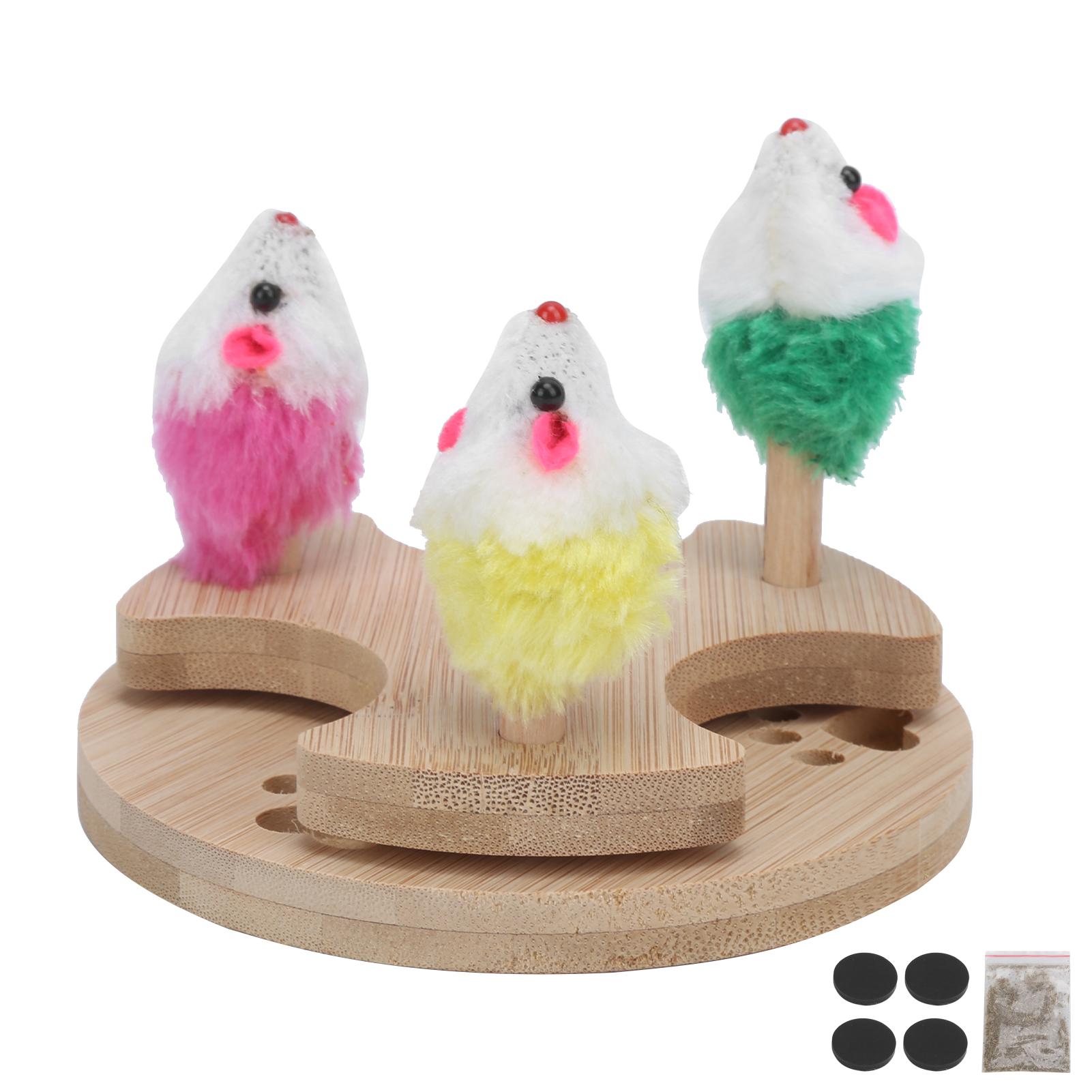 

Cat Toy Wooden Turntable Cat Toy with Plush Mice and Catnip for Kitten Play Exercise