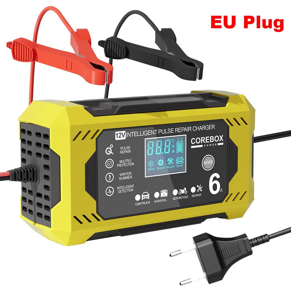 6A 12V For Lead Acid AGM Gel Batteries Charging Car Battery Chargers Intelligent Pulse Repair Household Storage Cell Charger