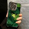 Cute Cartoon Frog Plating Phone Case For Iphone 16 17 Pro Max Air 16E 14 15 Plus 12 13 Mini Anti-Fall Airabag Cover