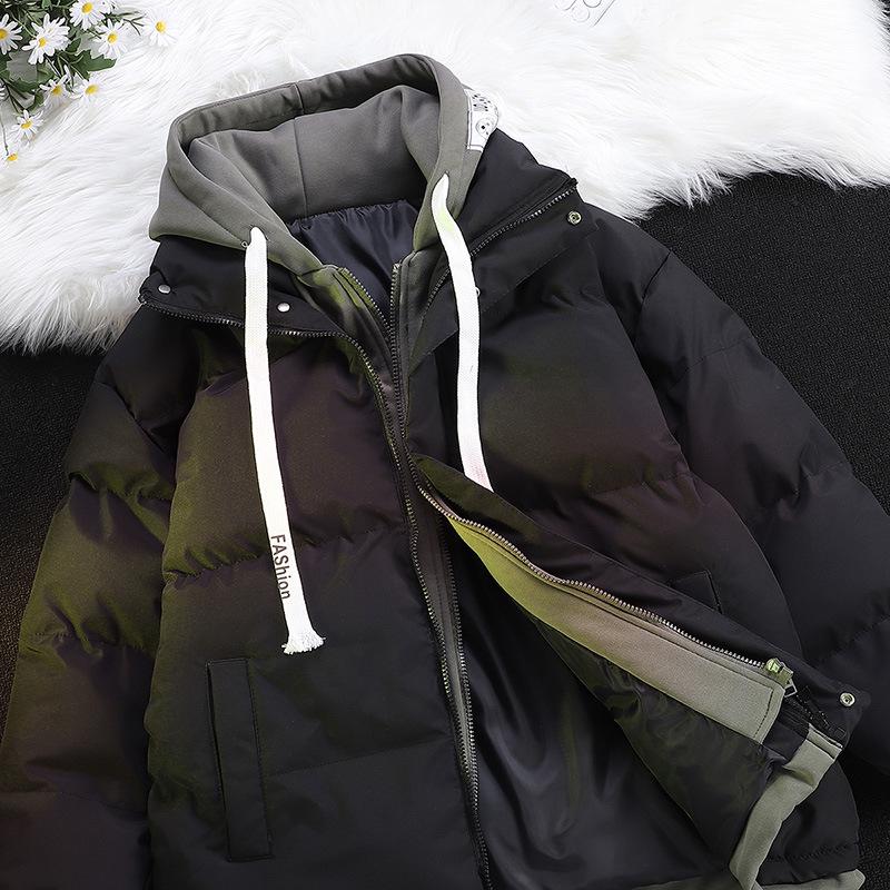 

Модное утолщенное хлопковое пальто с капюшоном, водонепроницаемое и необрастающее, в парном стиле, имитация двухкомпонентного дизайна. M чёрный