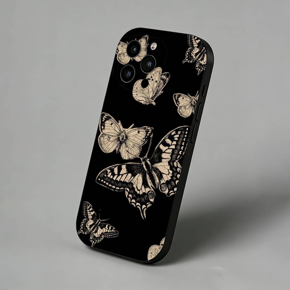 

INS Retro Butterfly iPhone Case For 17 Air 16 Pro Max 16e 15 Plus 14 13 12 11 Back Protector Cover iPhone13PROMAX