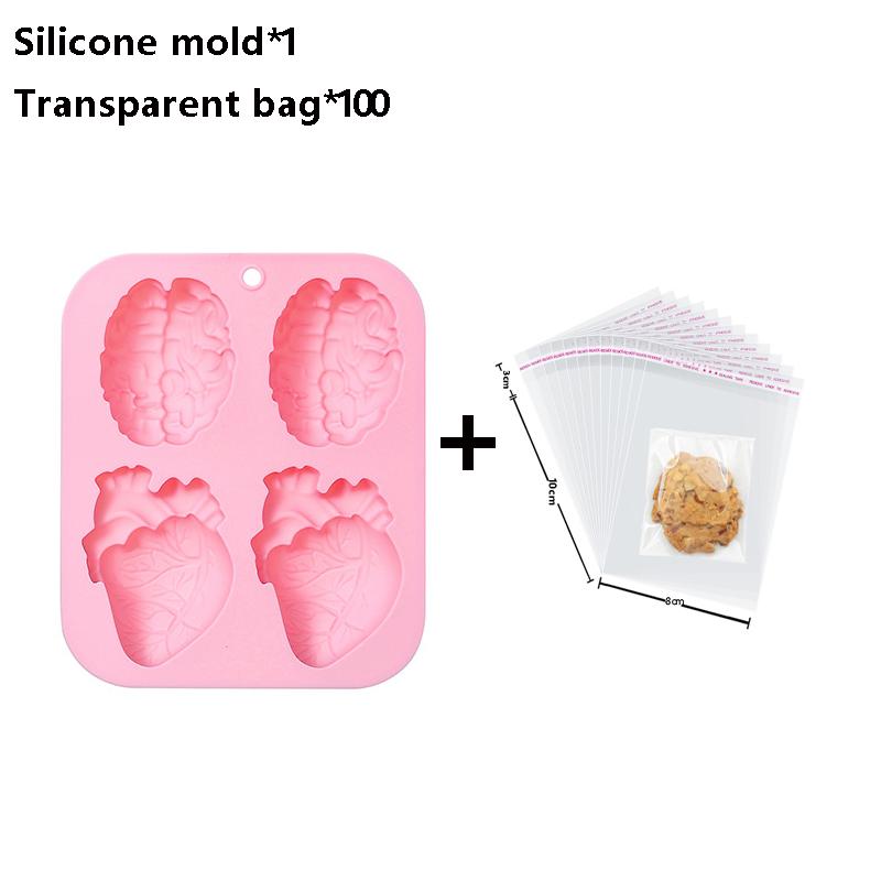 

Синяя и розовая силиконовая форма для человеческого сердца и мозга 3D форма органа, подходит для DIY выпечки, выпечки тортов, кухонная утварь розовый