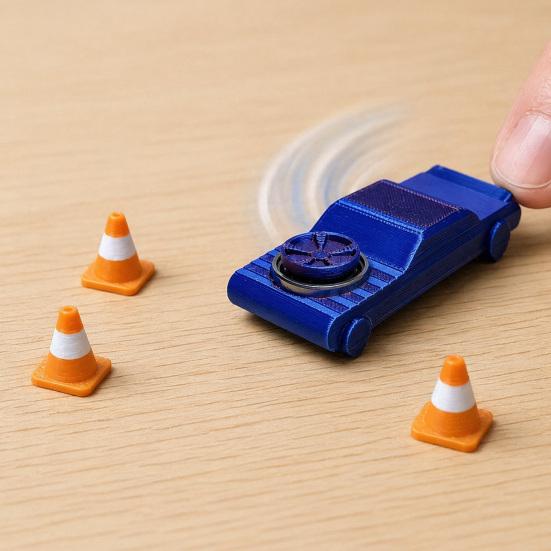 1/2 ks Kapsesní driftovací auto Fidget hračka se 3/6 mini kužely, 2v1 Fidget spinner a driftovací vozidlo, Hračka na stůl pro úlevu od stresu pro dospělé, Dárek pro auto
