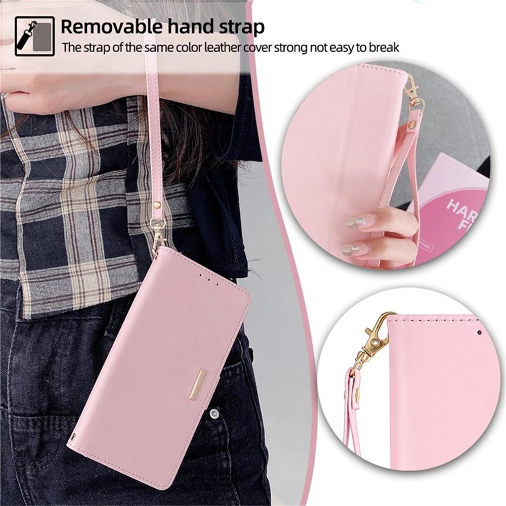 For iPhone Air Case PU Leather Wallet Stand Phone Cover with Crossbody Shoulder Strap