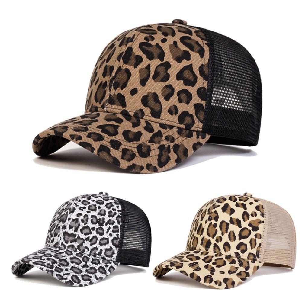 Unisex Vintage Leopard Print Baseball Caps Adjustable Sun Visor Baseball Hats With Breathable Mesh Sports Cap Outdoor Activities