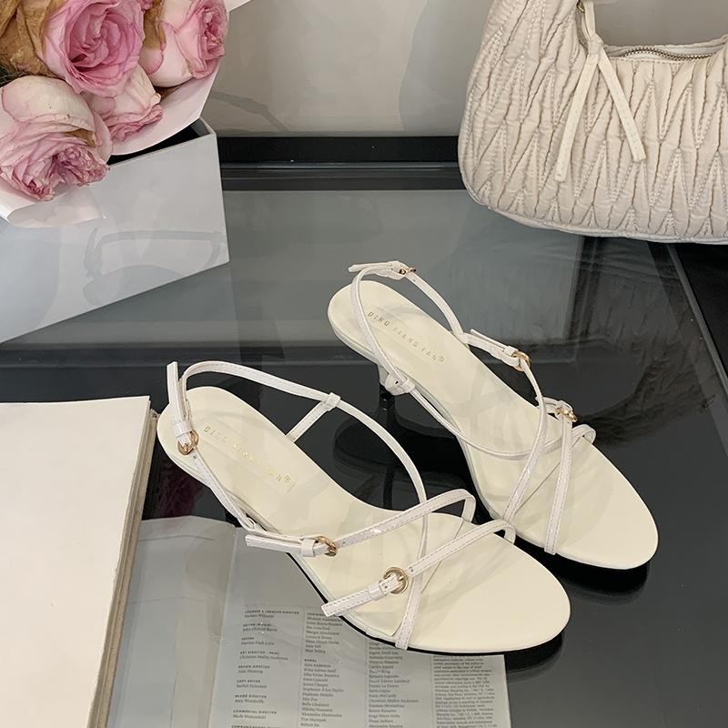 Fashion Bailamos Brand Wowen Sandals Stiletto Heels Shoes Luxury Female Cross-tied Footwear Fashion Round Toe Ladies Medium Heels Pumps