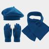 Damen 3-teiliges Winterset mit Baskenmütze, Schal und Touchscreen-Handschuhen für Wärme im Freien
