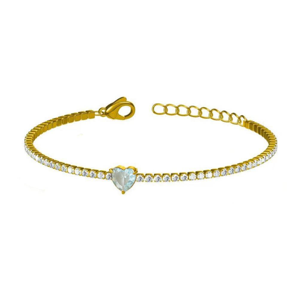 

Циркониевый браслет Титановая сталь Минималистичный Роскошный Циркониевый браслет в форме сердца для женщин Модные украшения Подарок