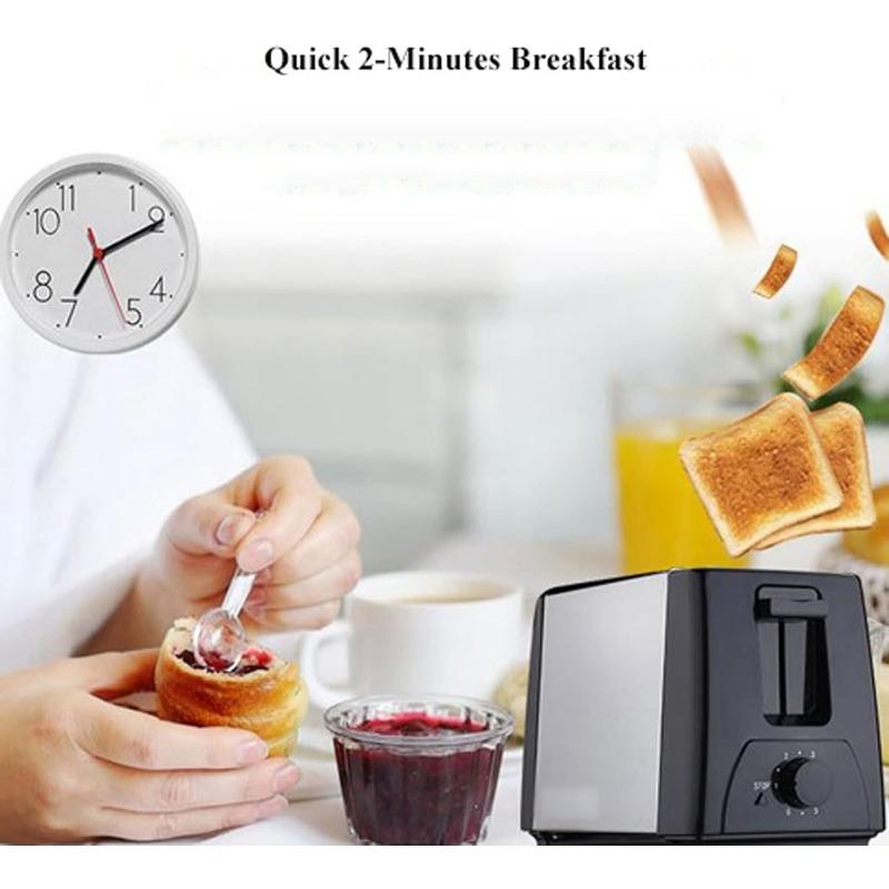 750w Electric 2-piece Household Toaster With Removable Bread Crumb Tray, 6-speed Toast Set For Baking Puff Waffles, Etc.