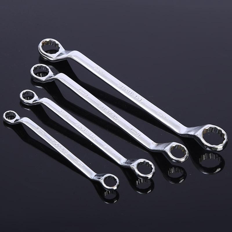 Double-Head Plum Wrench Set, Extended Two-In-One Design, Mirror Polished Chrome, Internal Hex, Perfect For Auto Repair