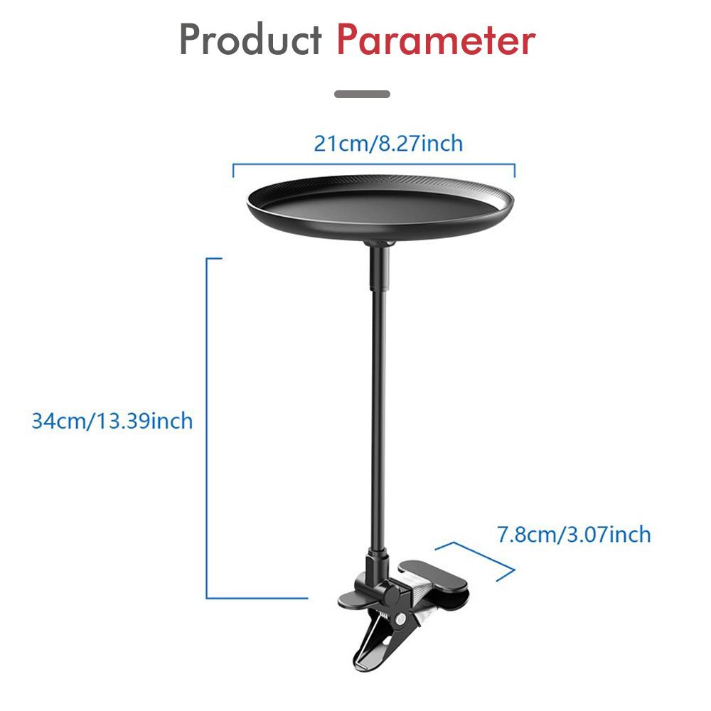 New Car Food Tray Non-Skid Black ABS Organizer Adjustable Mount W/ Clamp Fit for Automobile Snacks Table Bottle Passenger Seat