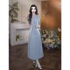 Large Size Temperament Medium and Long Dress Design Sense Niche Skirt Women's Summer Fat Mm Thin Waist Shoulder Dress