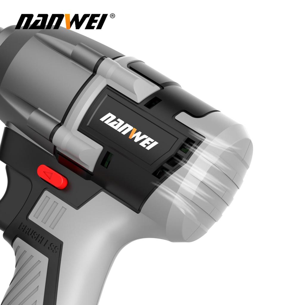 NANWEI 2 Piece 21V Brushless Motor Electric Wrench + Drill Tool Set