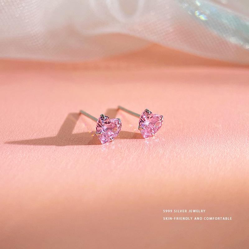 Mini náušnice s růžovými diamanty pro ženy na spaní  Vynikající  Kompaktní  Hypoalergenní  a pro propíchnuté uši